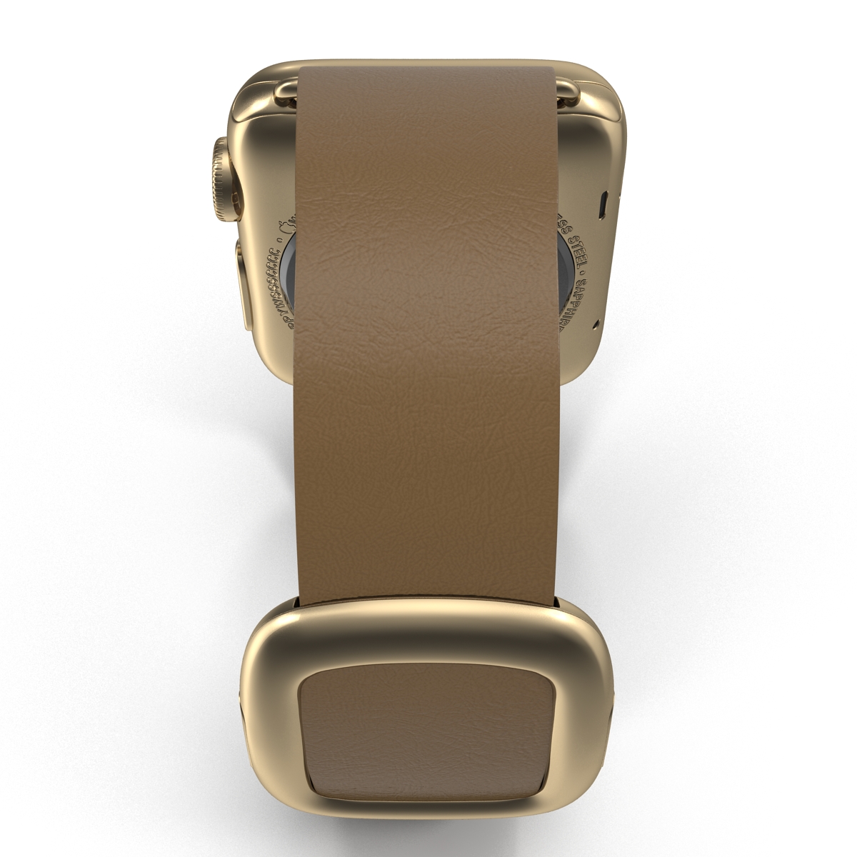 3D Apple Watch 38mm Gold Case with Brown Modern Buckle 2 model