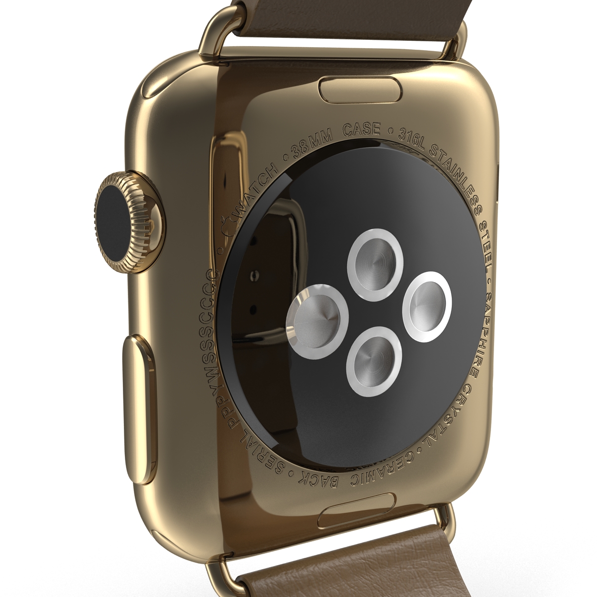 3D Apple Watch 38mm Gold Case with Brown Modern Buckle 2 model