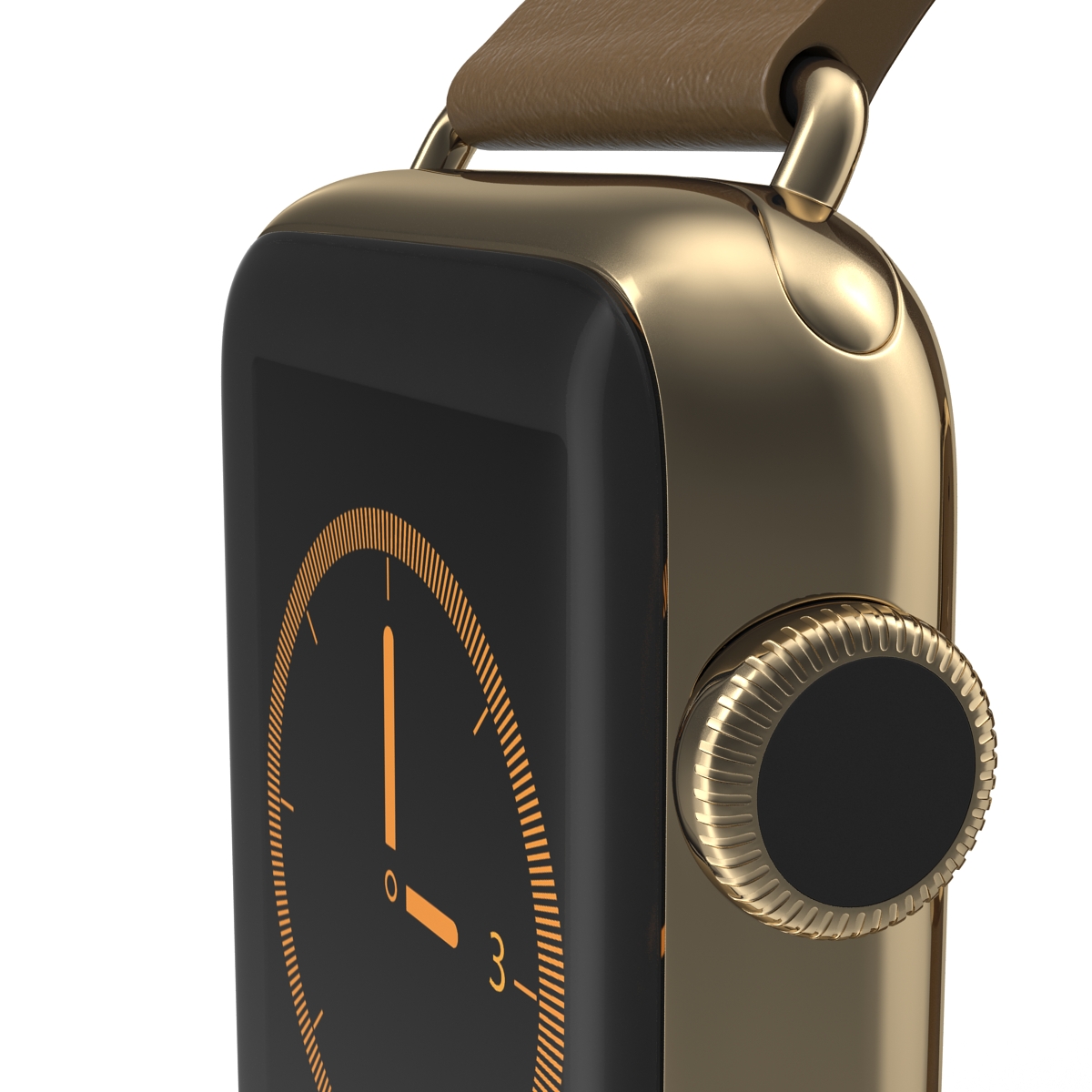 3D Apple Watch 38mm Gold Case with Brown Modern Buckle 2 model