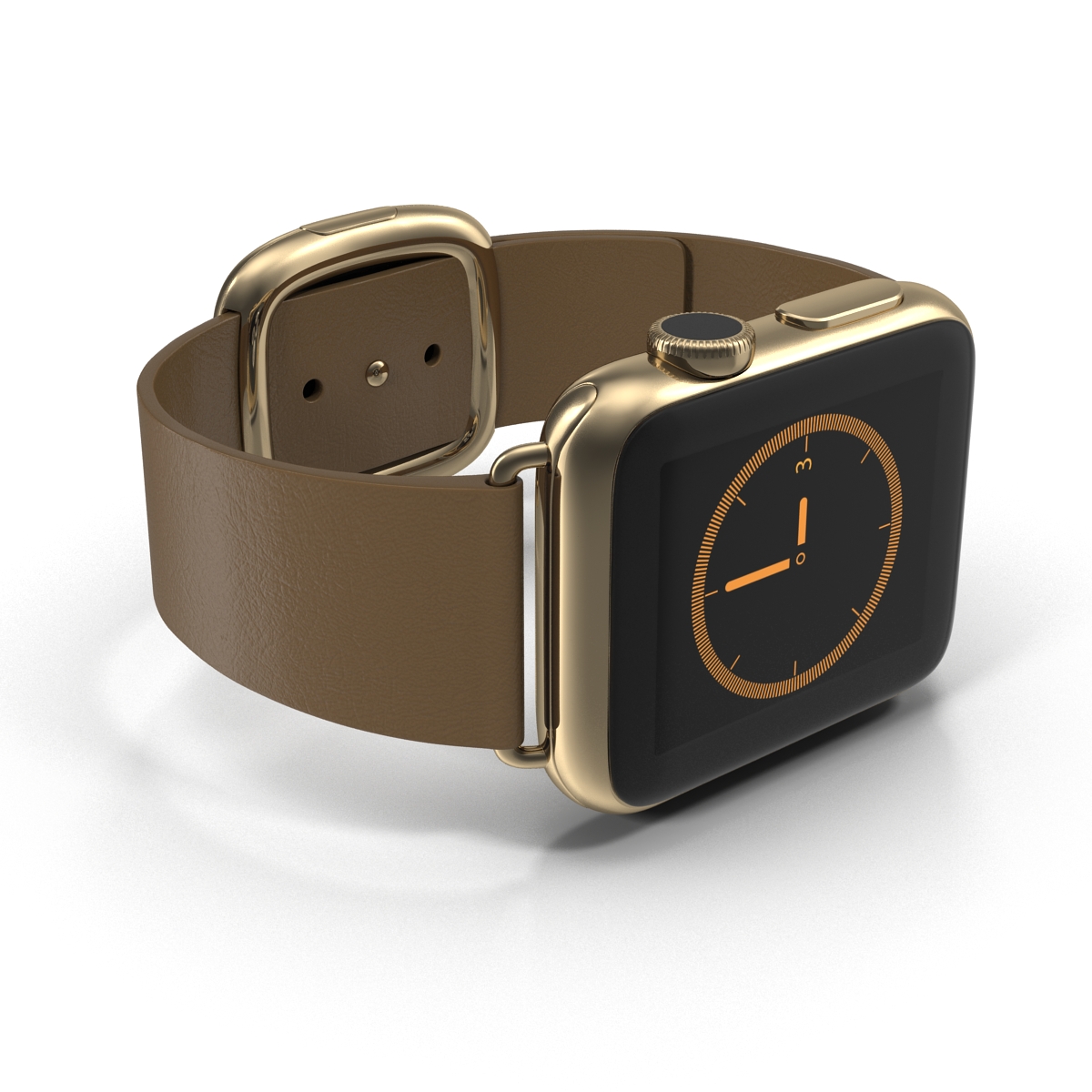 3D Apple Watch 38mm Gold Case with Brown Modern Buckle 2 model