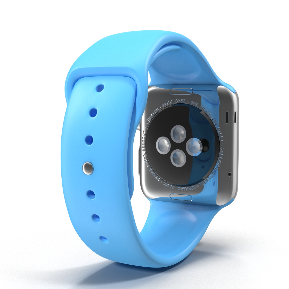 3D model Apple Watch 38mm Fluoroelastomer Blue Sport Band 2