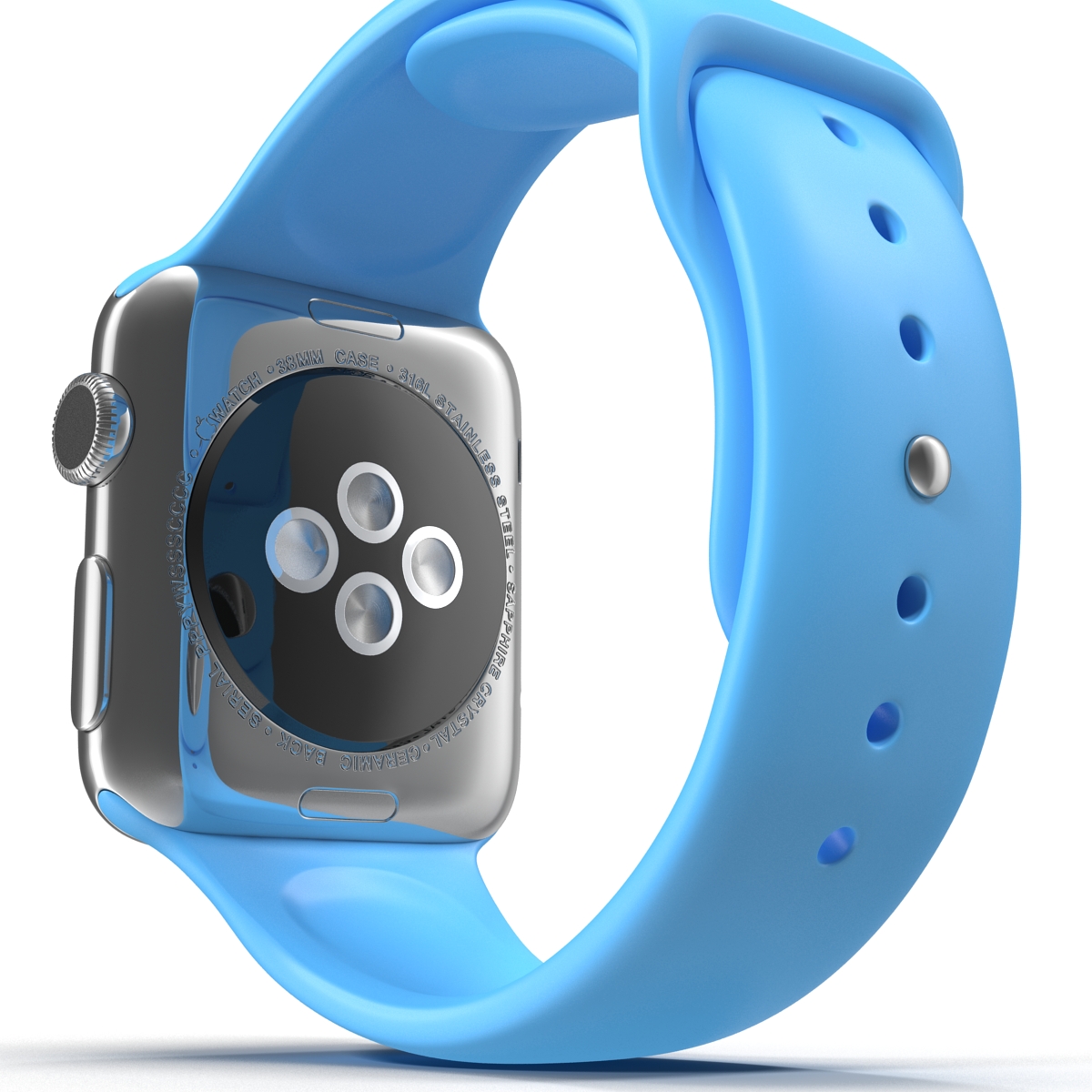 3D model Apple Watch 38mm Fluoroelastomer Blue Sport Band 2