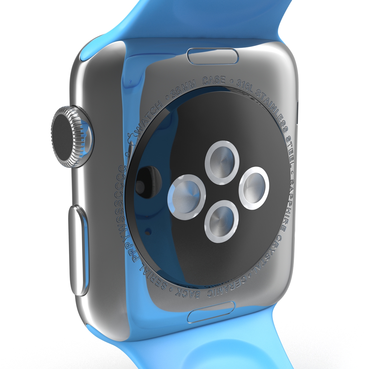 3D model Apple Watch 38mm Fluoroelastomer Blue Sport Band 2