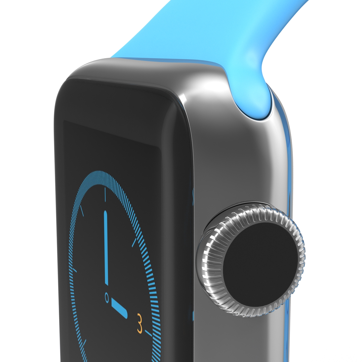 3D model Apple Watch 38mm Fluoroelastomer Blue Sport Band 2