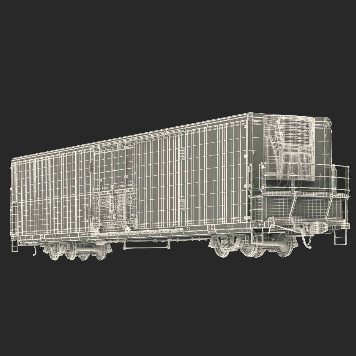 3D Railroad Refrigerator Car White