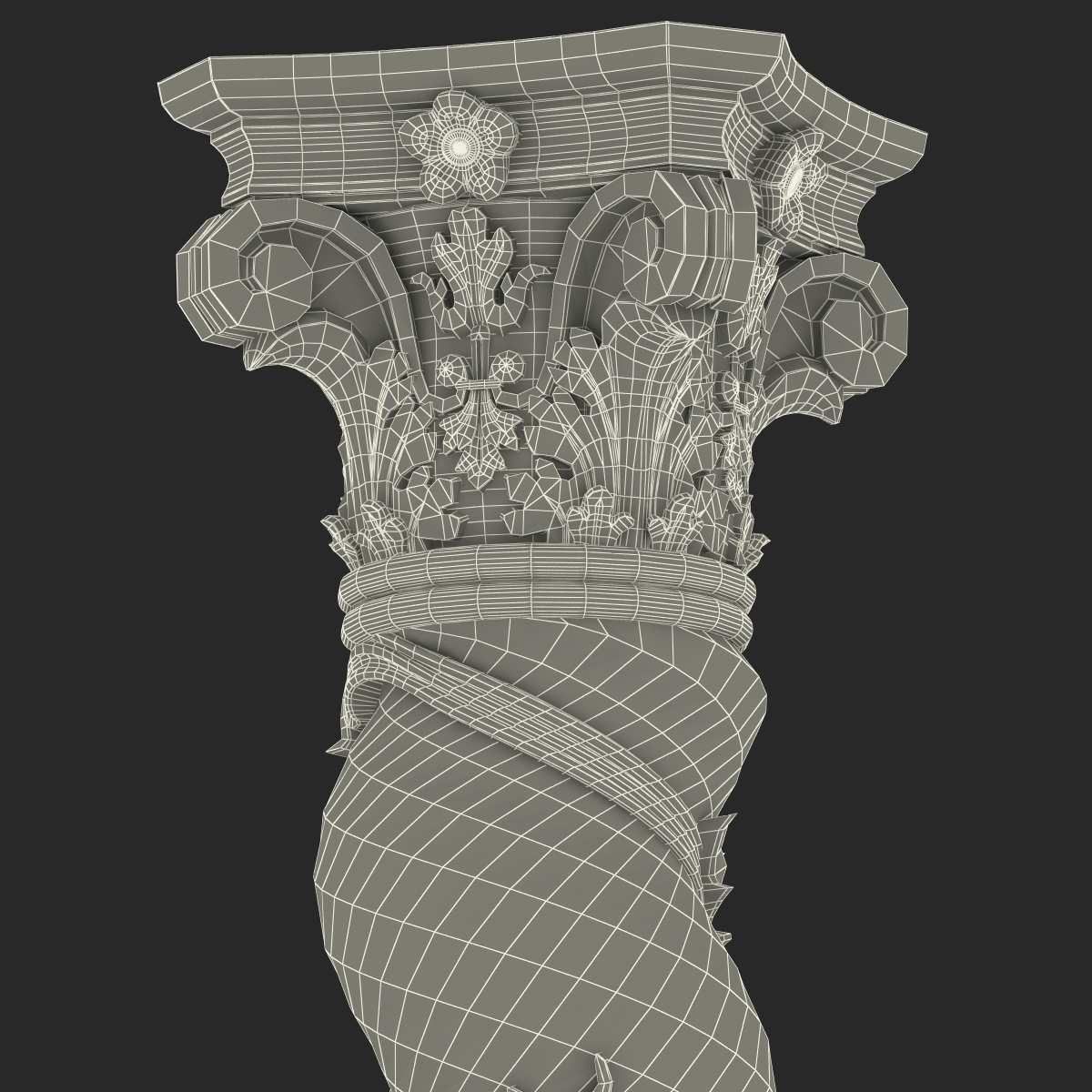 3D Solomonic Column Gold