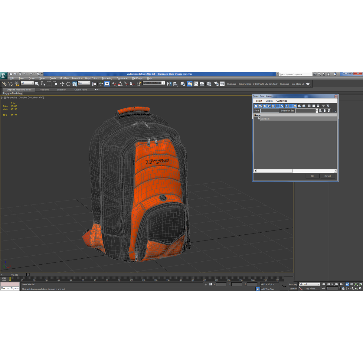 3D Backpack Black Orange