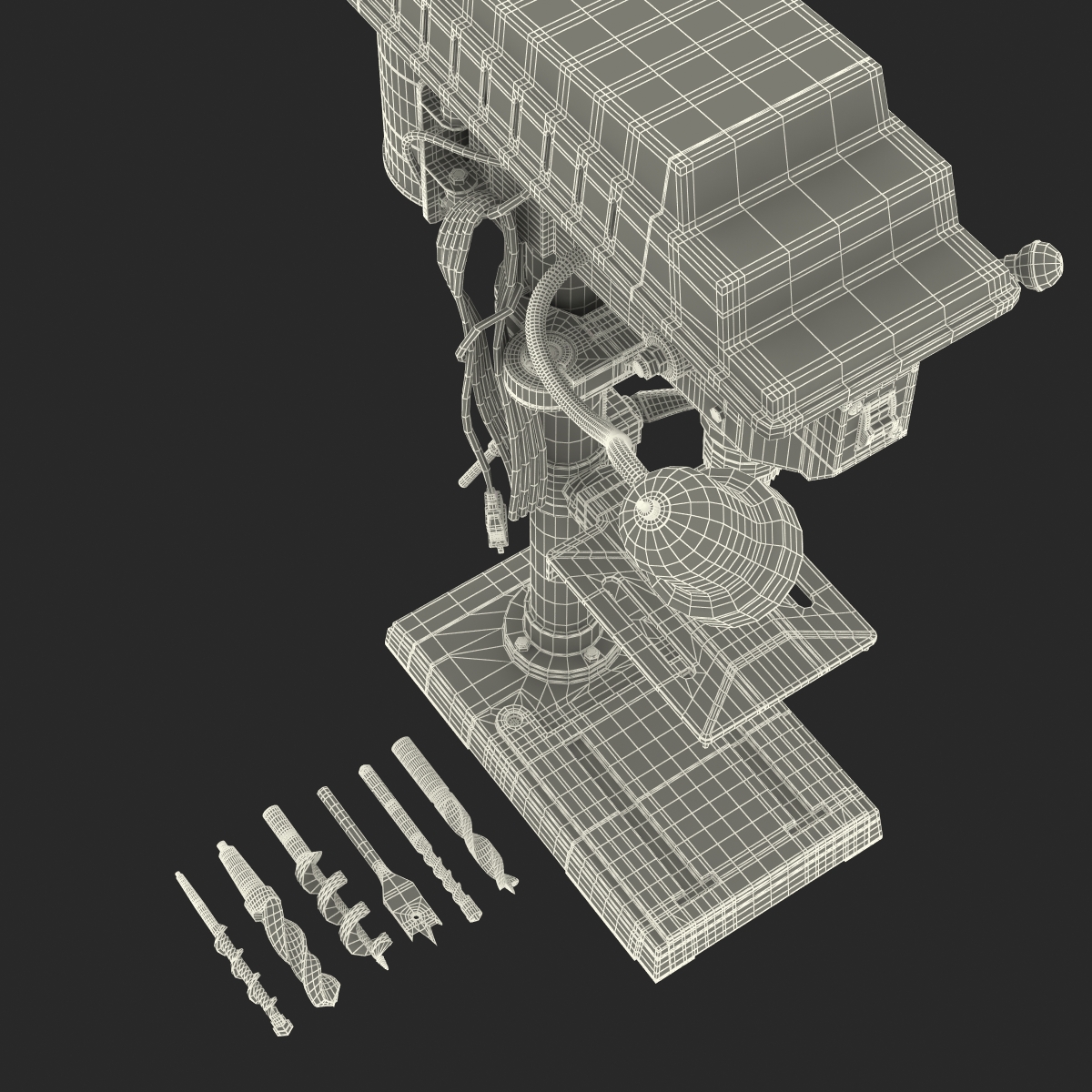 3D Delta Drill Press with Drill Bits model