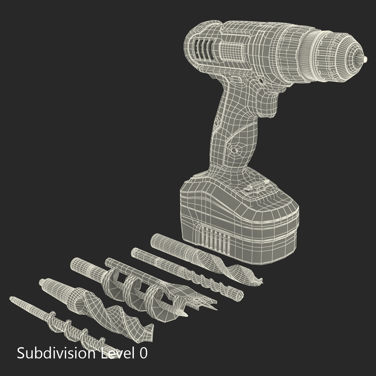 3D model Cordless Drill with Drill Bits