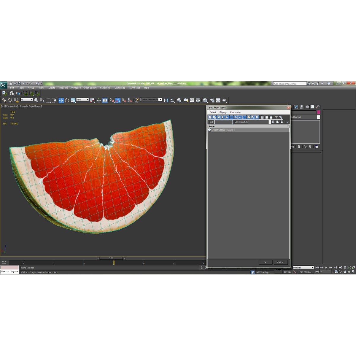 3D Grapefruit Slice 2 model