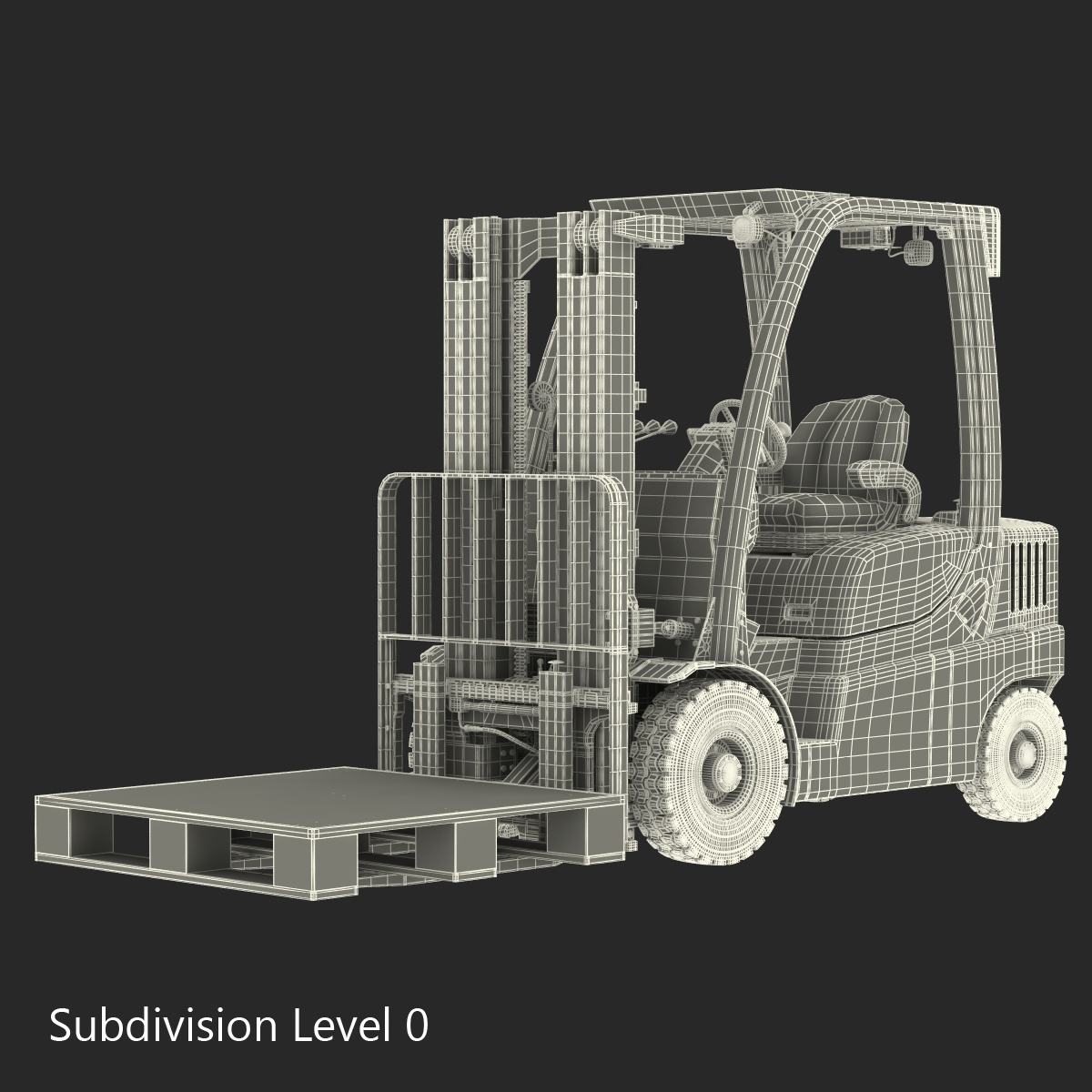 Forklift with Wooden Pallet 3D