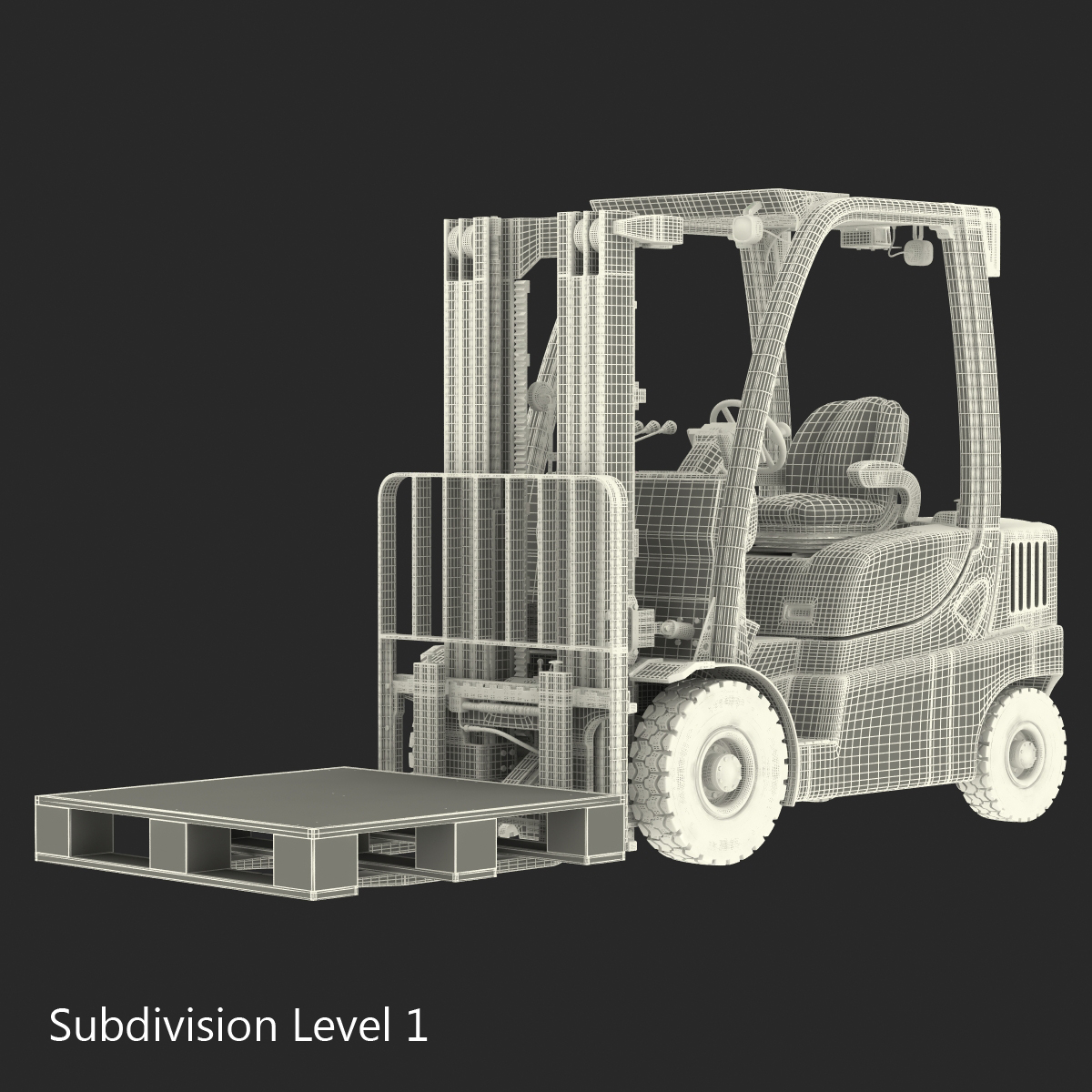 Forklift with Wooden Pallet 3D