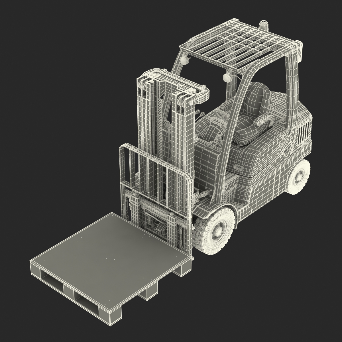 Forklift with Wooden Pallet 3D