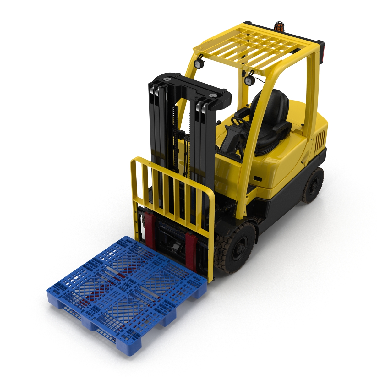 3D Forklift with Plastic Pallet model