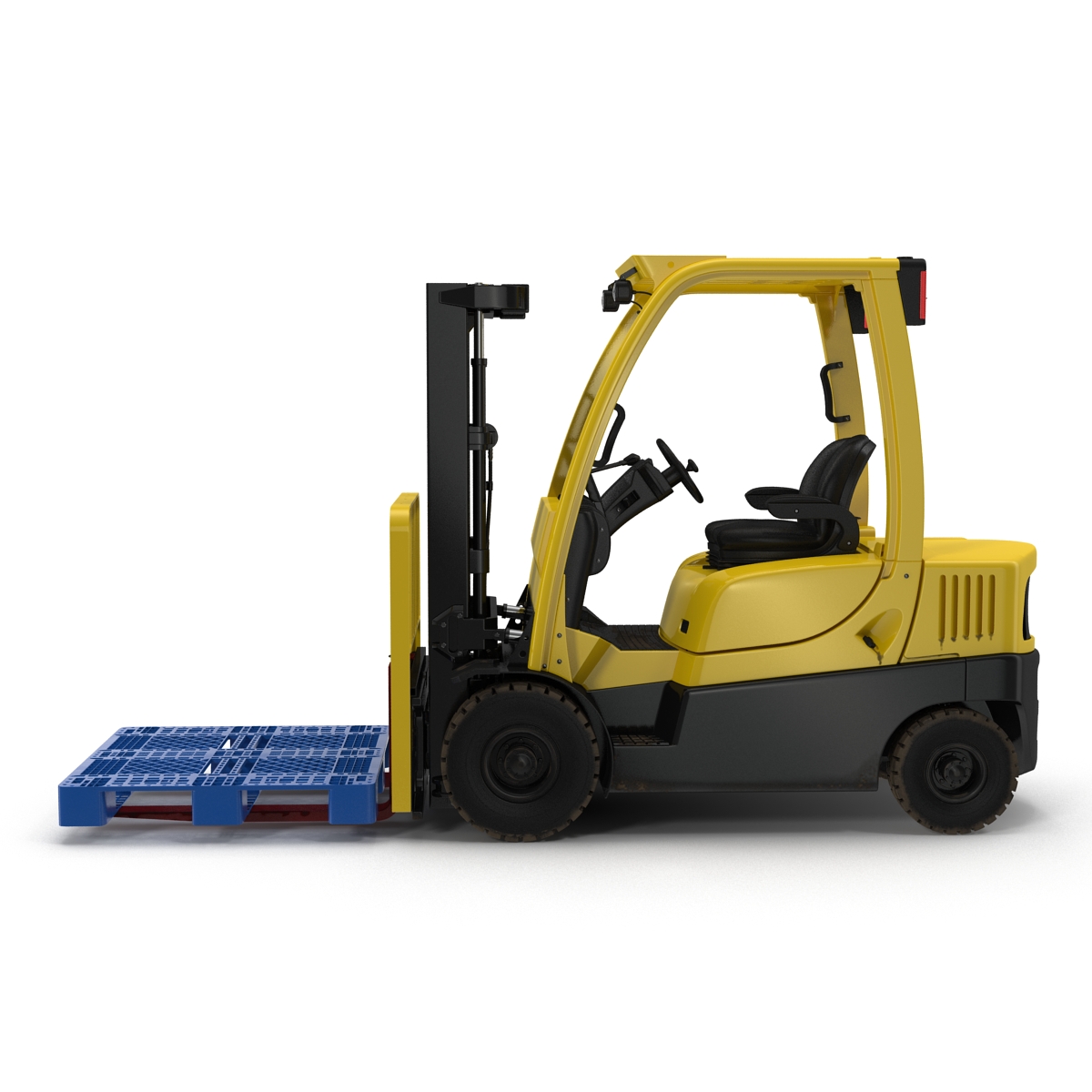 3D Forklift with Plastic Pallet model