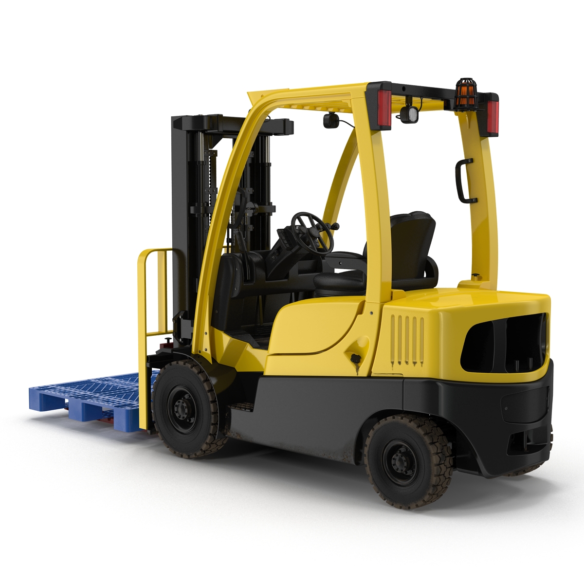 3D Forklift with Plastic Pallet model