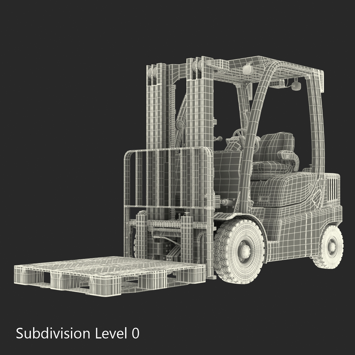 3D Forklift with Plastic Pallet model