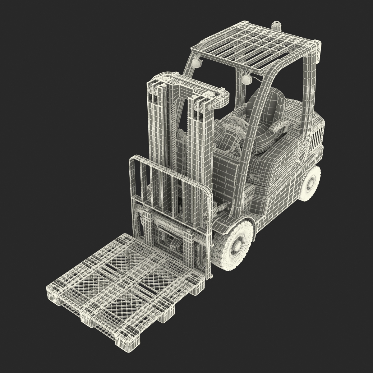 3D Forklift with Plastic Pallet model