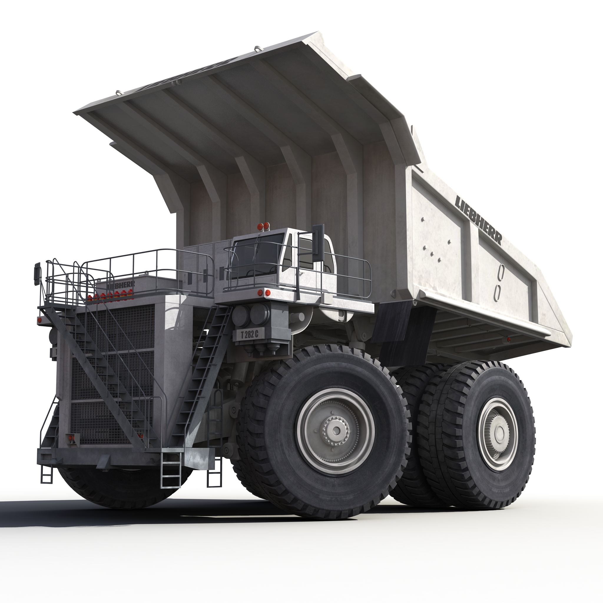 3D Heavy Duty Dump Truck Liebherr White Rigged model