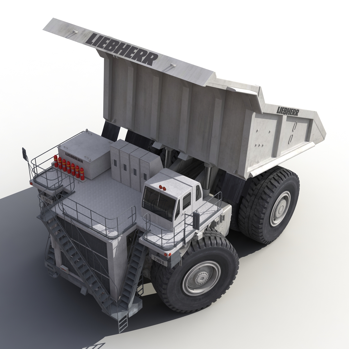 3D Heavy Duty Dump Truck Liebherr White Rigged model