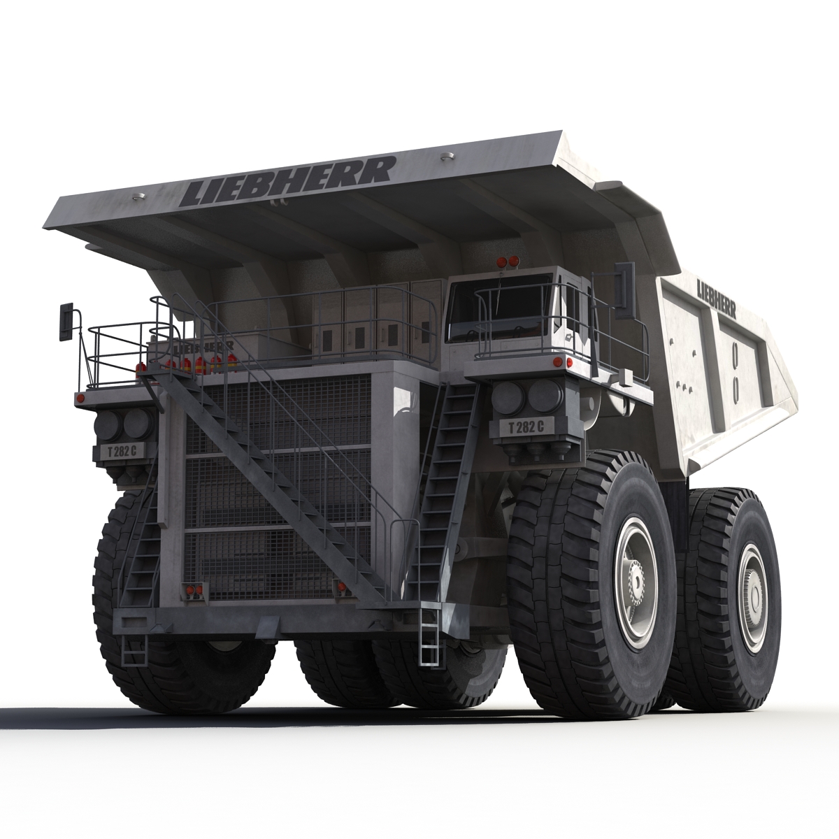 3D Heavy Duty Dump Truck Liebherr White Rigged model