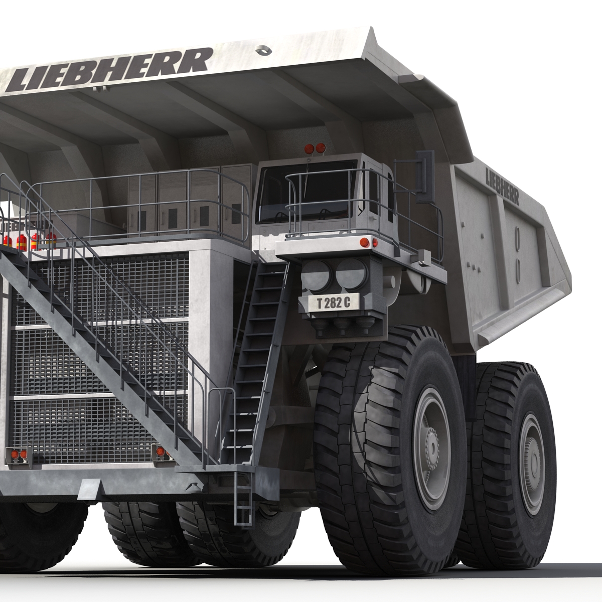 3D Heavy Duty Dump Truck Liebherr White Rigged model