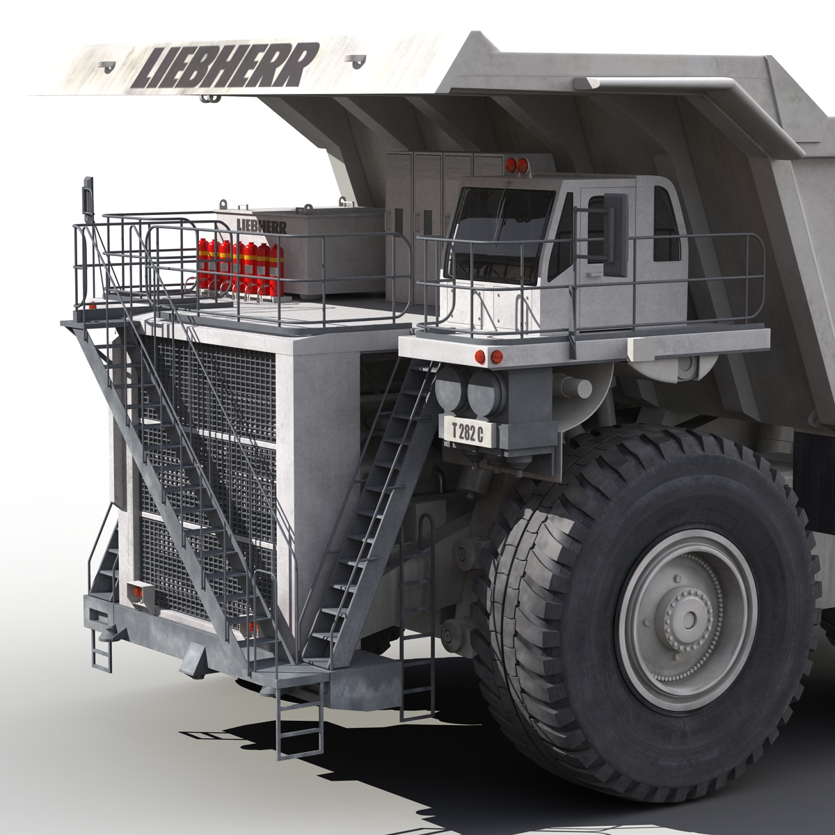 3D Heavy Duty Dump Truck Liebherr White Rigged model