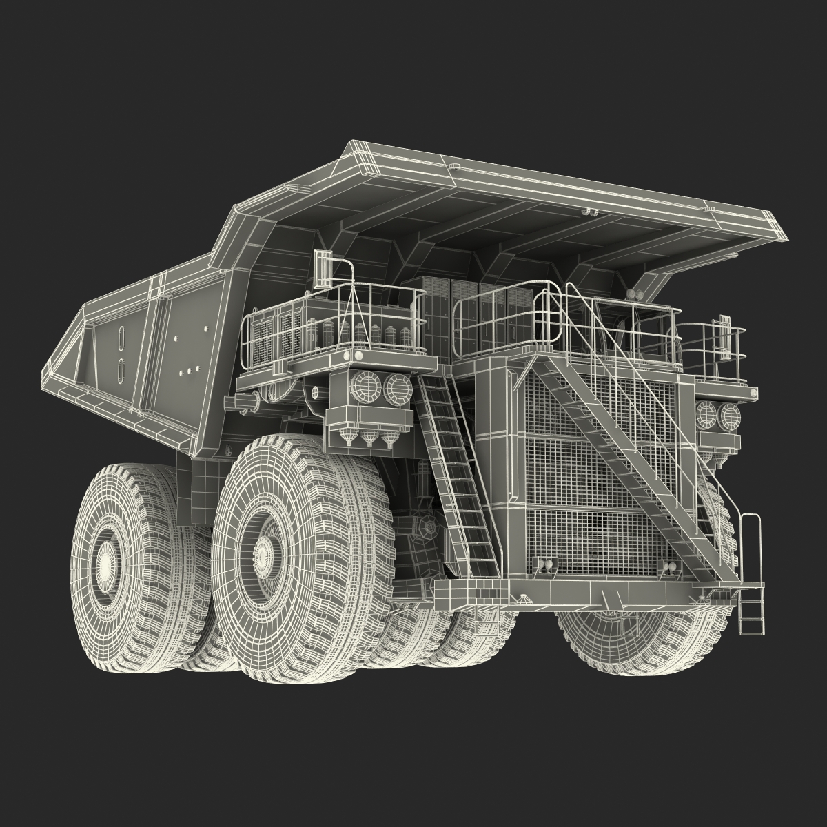 Heavy Duty Dump Truck Generic White Rigged 3D