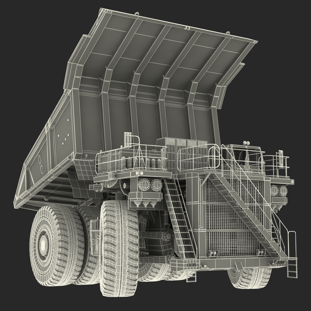 Heavy Duty Dump Truck Generic White Rigged 3D