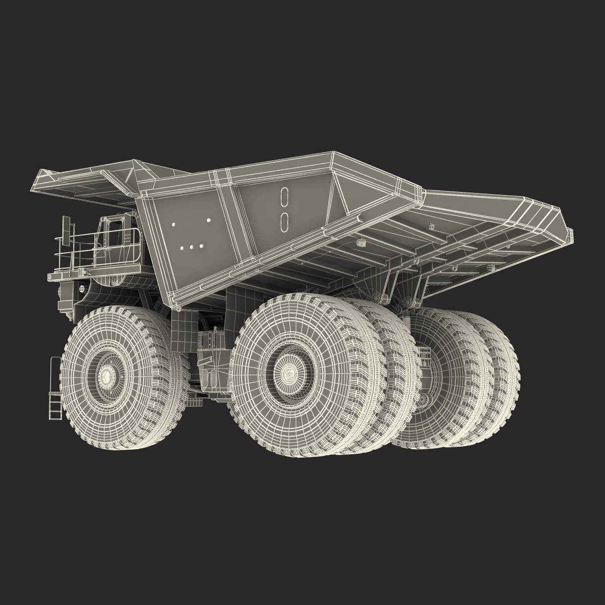 Heavy Duty Dump Truck Generic White Rigged 3D