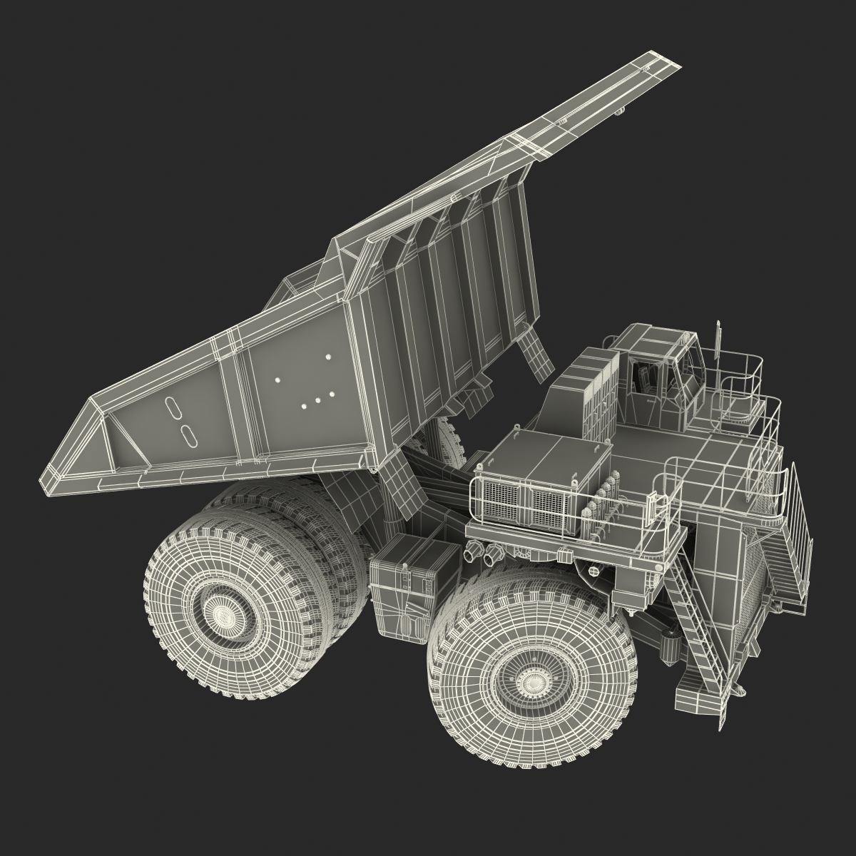 Heavy Duty Dump Truck Generic White Rigged 3D