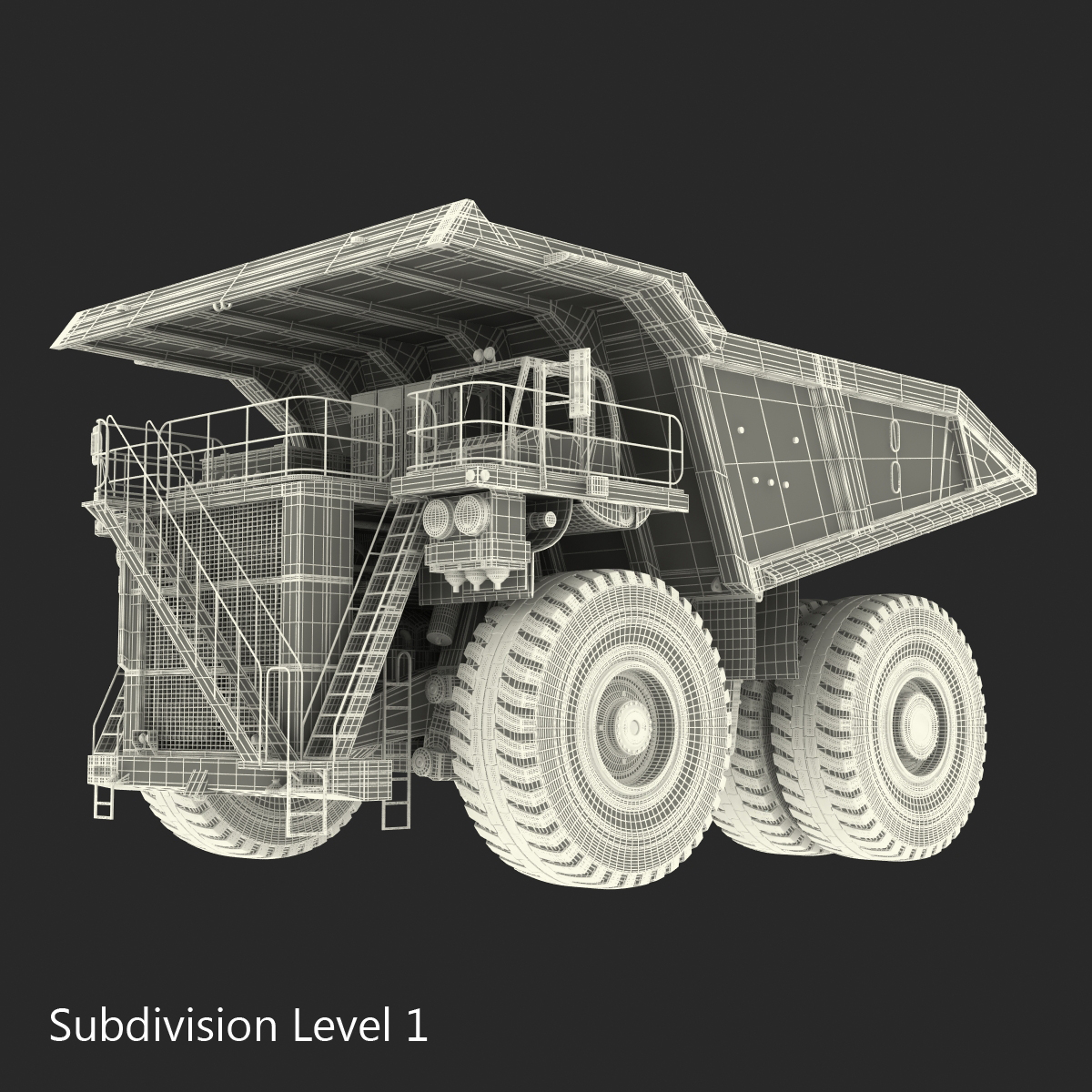 3D Heavy Duty Dump Truck Liebherr White Rigged model