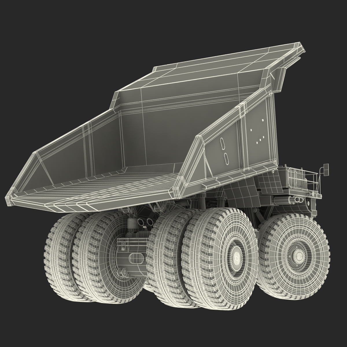 3D Heavy Duty Dump Truck Liebherr White Rigged model