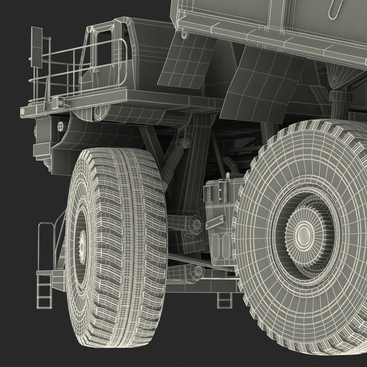 3D Heavy Duty Dump Truck Liebherr White Rigged model