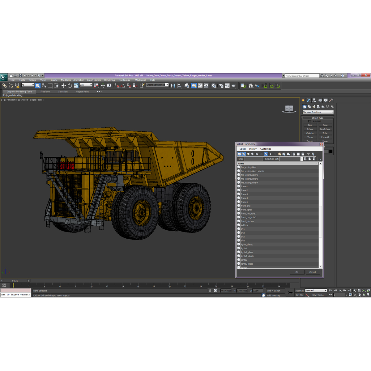 3D Heavy Duty Dump Truck Generic Yellow