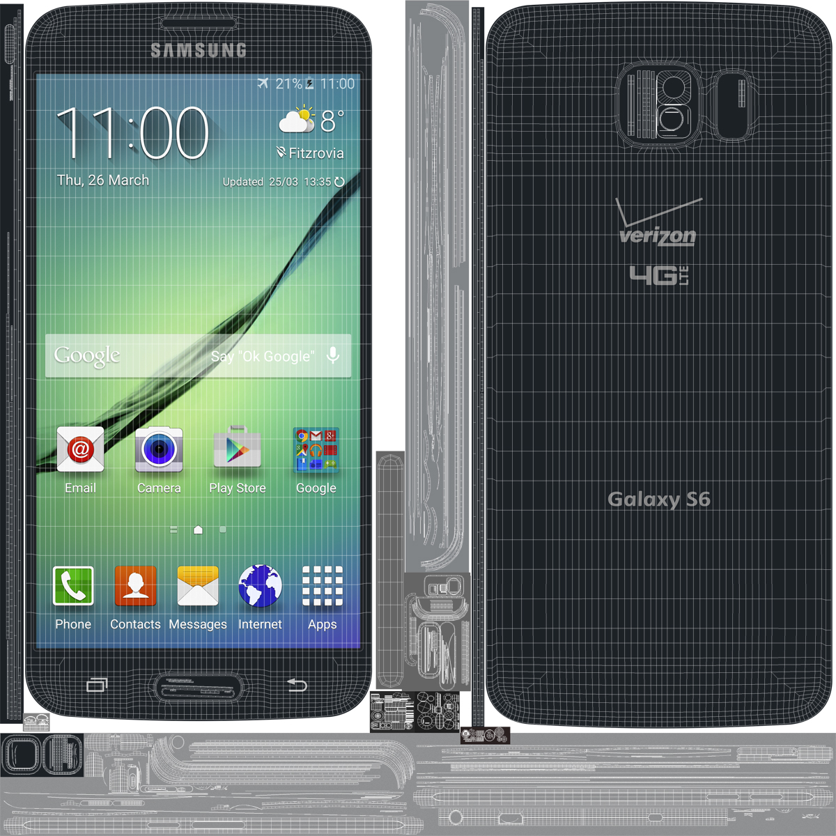 3D Samsung Galaxy S6 Black model