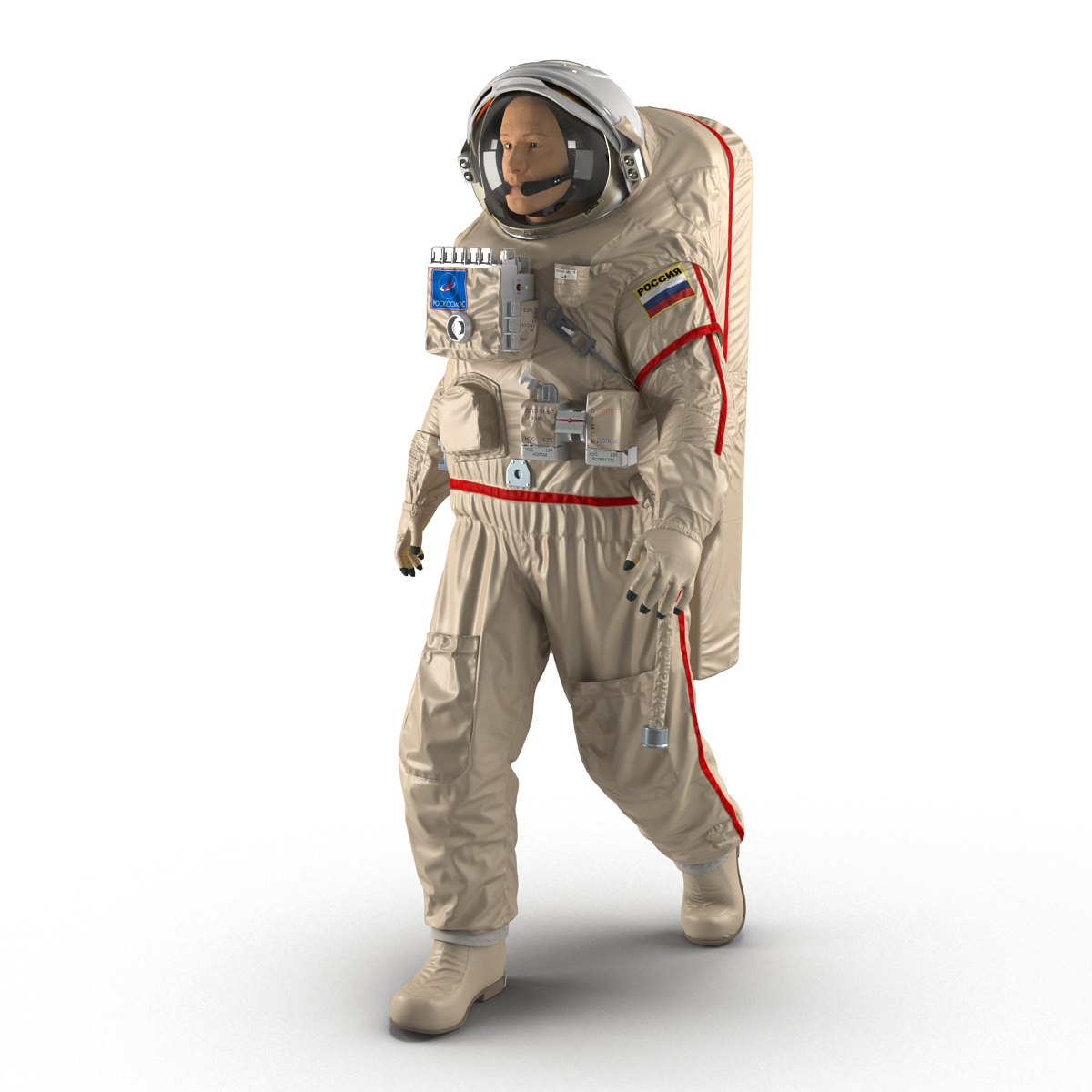 Russian Astronaut Wearing Space Suit Orlan MK Rigged 3D