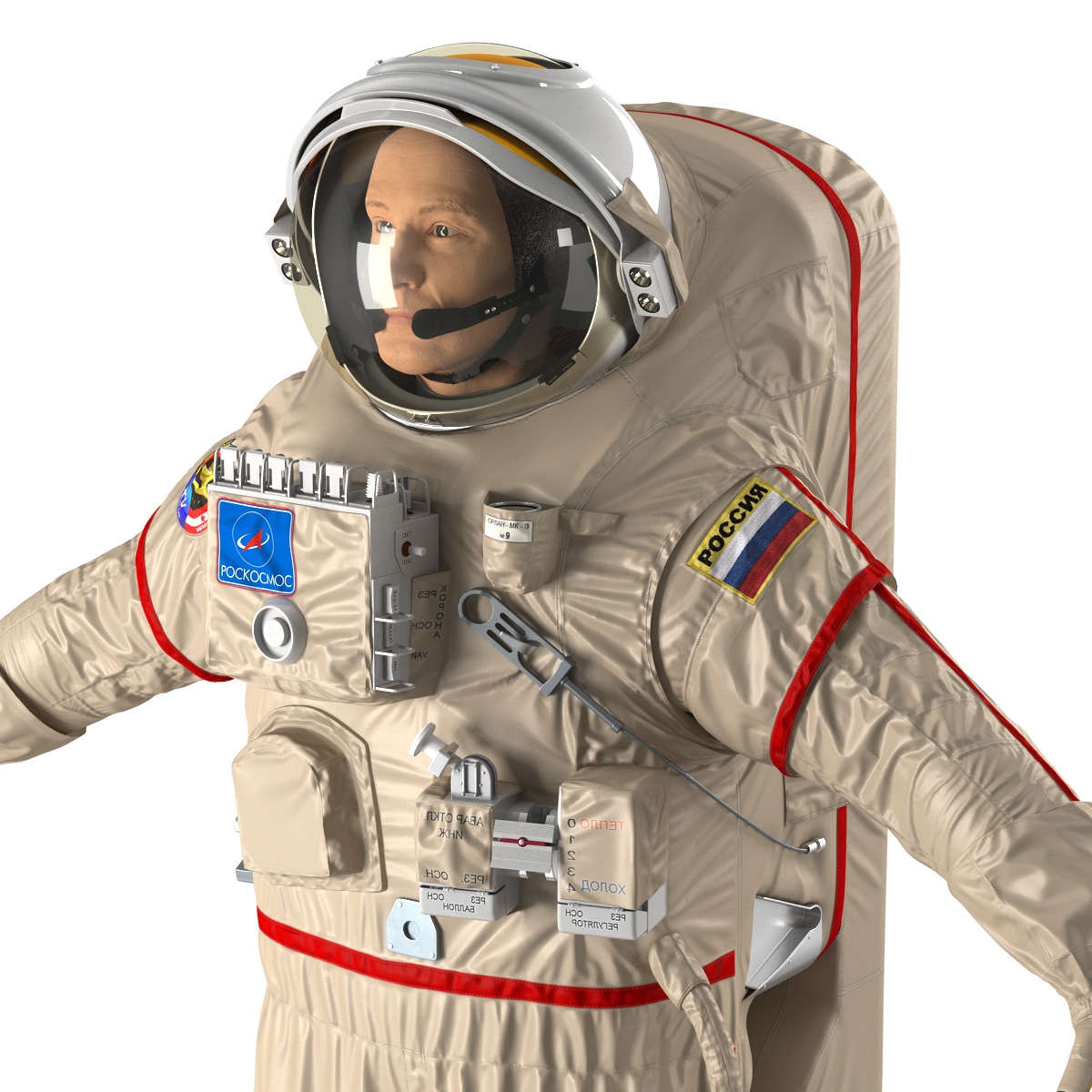 Russian Astronaut Wearing Space Suit Orlan MK Rigged 3D