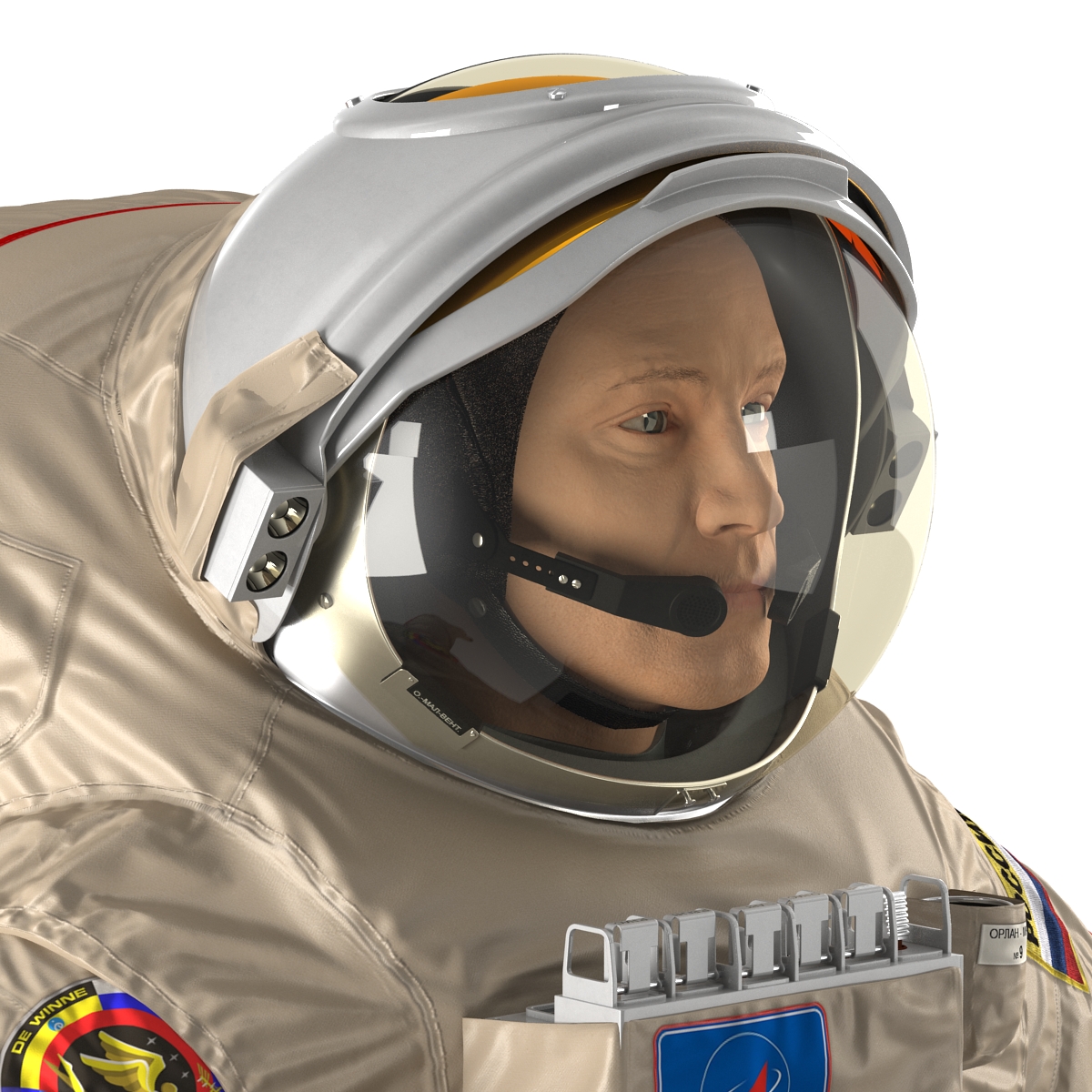 Russian Astronaut Wearing Space Suit Orlan MK Rigged 3D