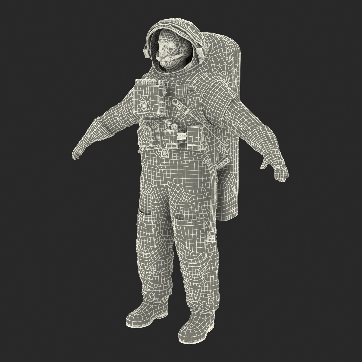 Russian Astronaut Wearing Space Suit Orlan MK Rigged 3D