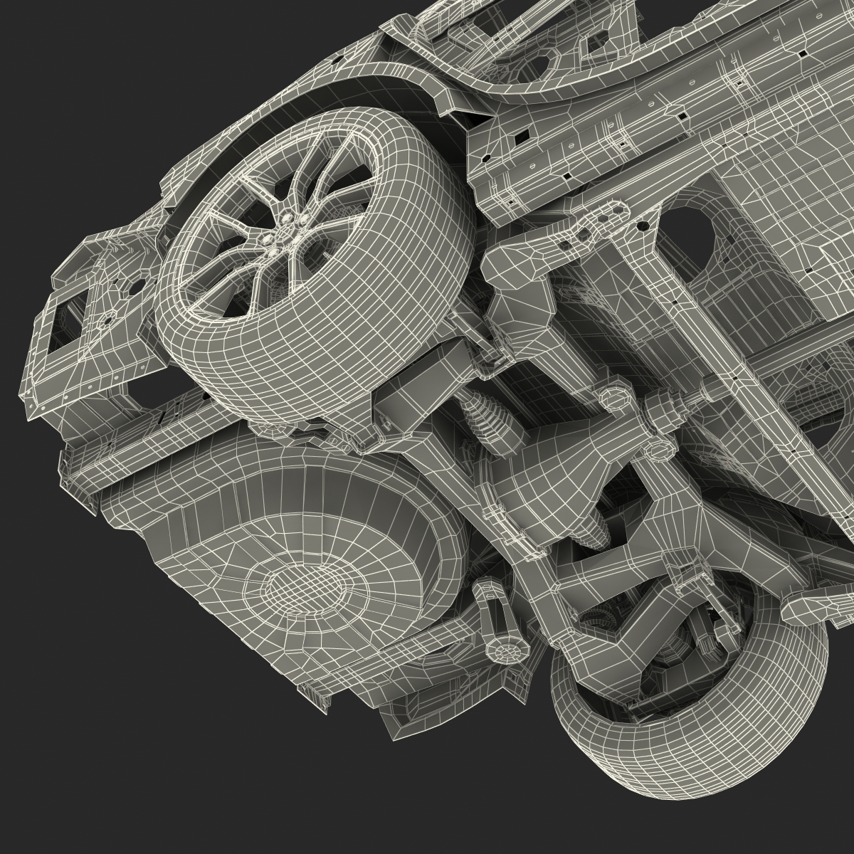 Car Frame with Chassis 2 3D model