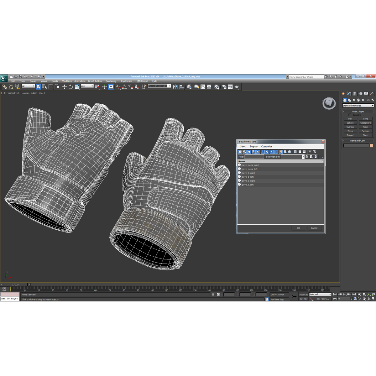 3D model US Soldier Gloves 2 Black