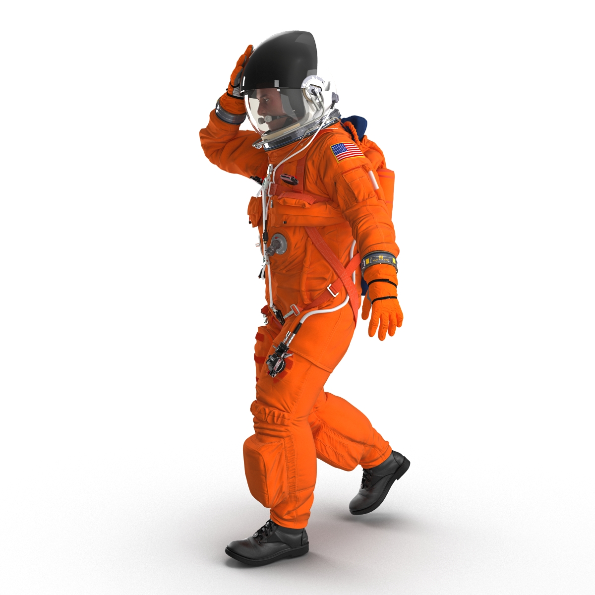 3D model US Astronaut Wearing Advanced Crew Escape Suit ACES Rigged 2