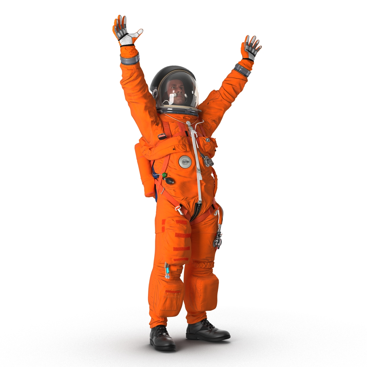 3D model US Astronaut Wearing Advanced Crew Escape Suit ACES Rigged 2