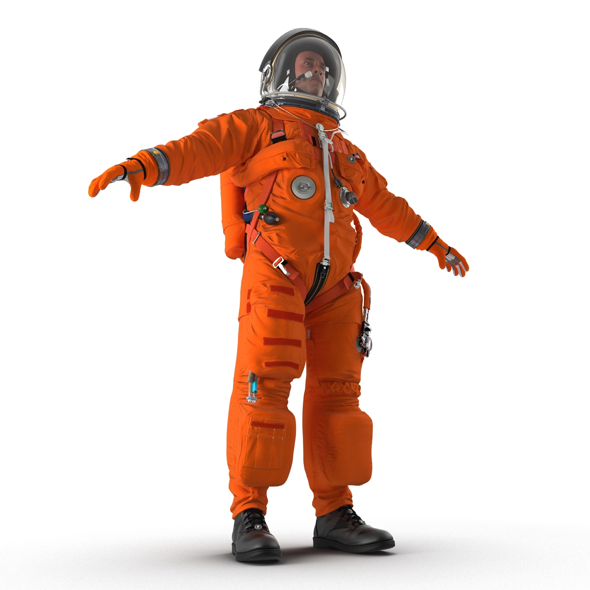 3D model US Astronaut Wearing Advanced Crew Escape Suit ACES Rigged 2