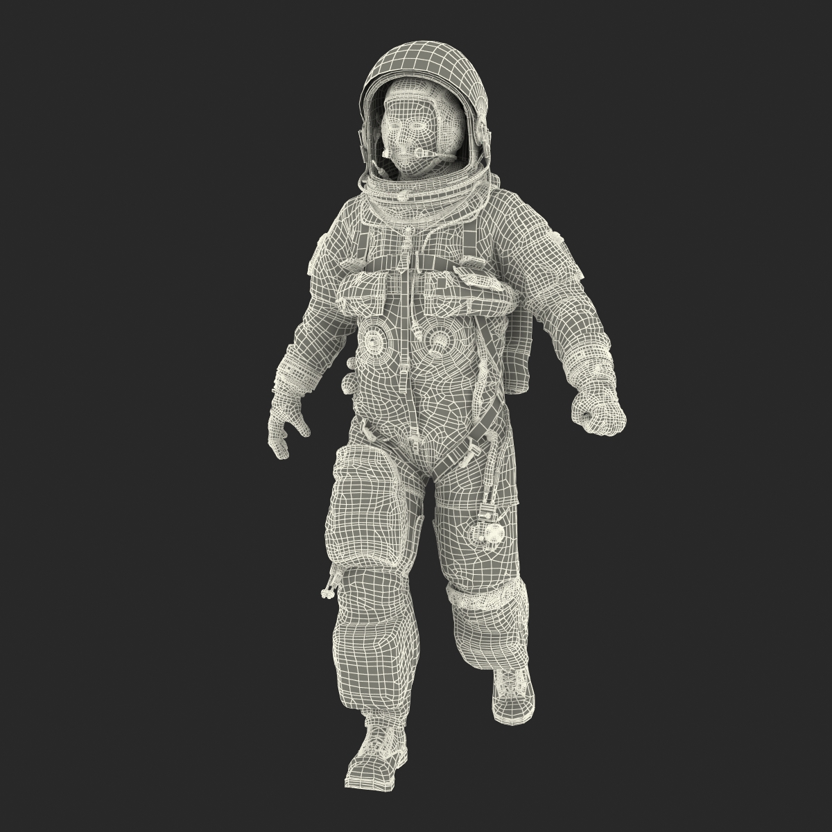 3D model US Astronaut Wearing Advanced Crew Escape Suit ACES Rigged 2