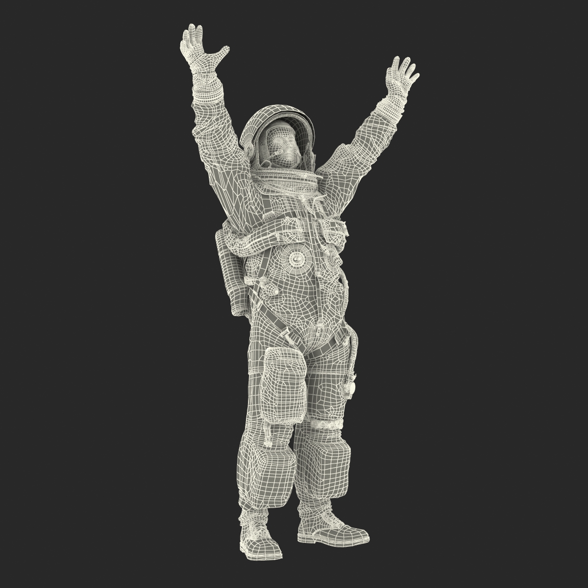 3D model US Astronaut Wearing Advanced Crew Escape Suit ACES Rigged 2