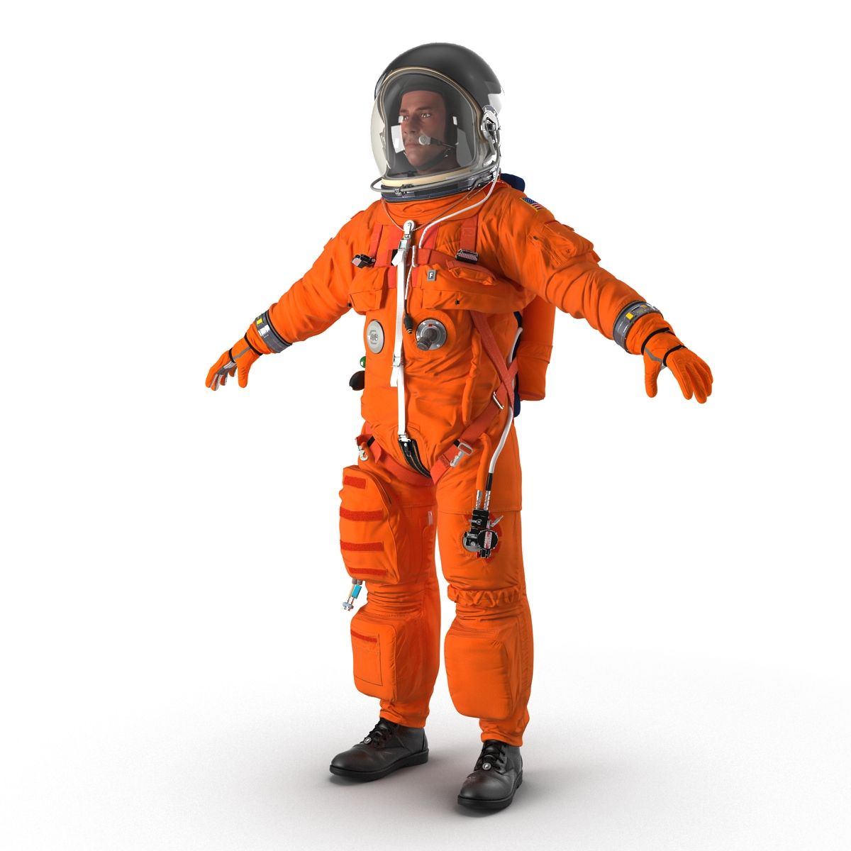 3D US Astronaut Wearing Advanced Crew Escape Suit ACES