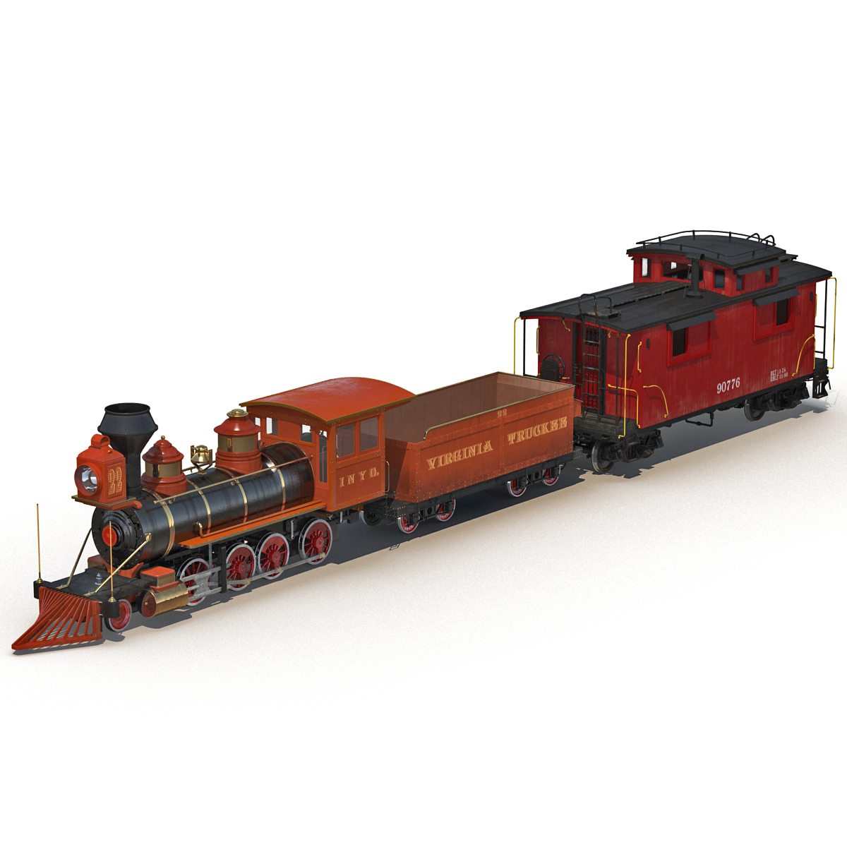 3D Steam Train and Caboose model