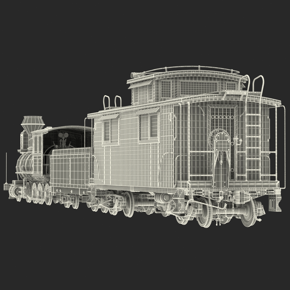 3D Steam Train and Caboose model